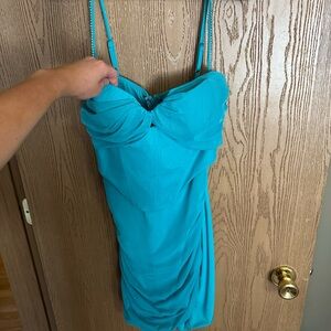 Oh Polly, blue corset mini dress.